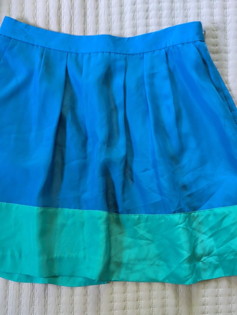J. Crew Teal and Aqua Two-Tone Circle Skirt